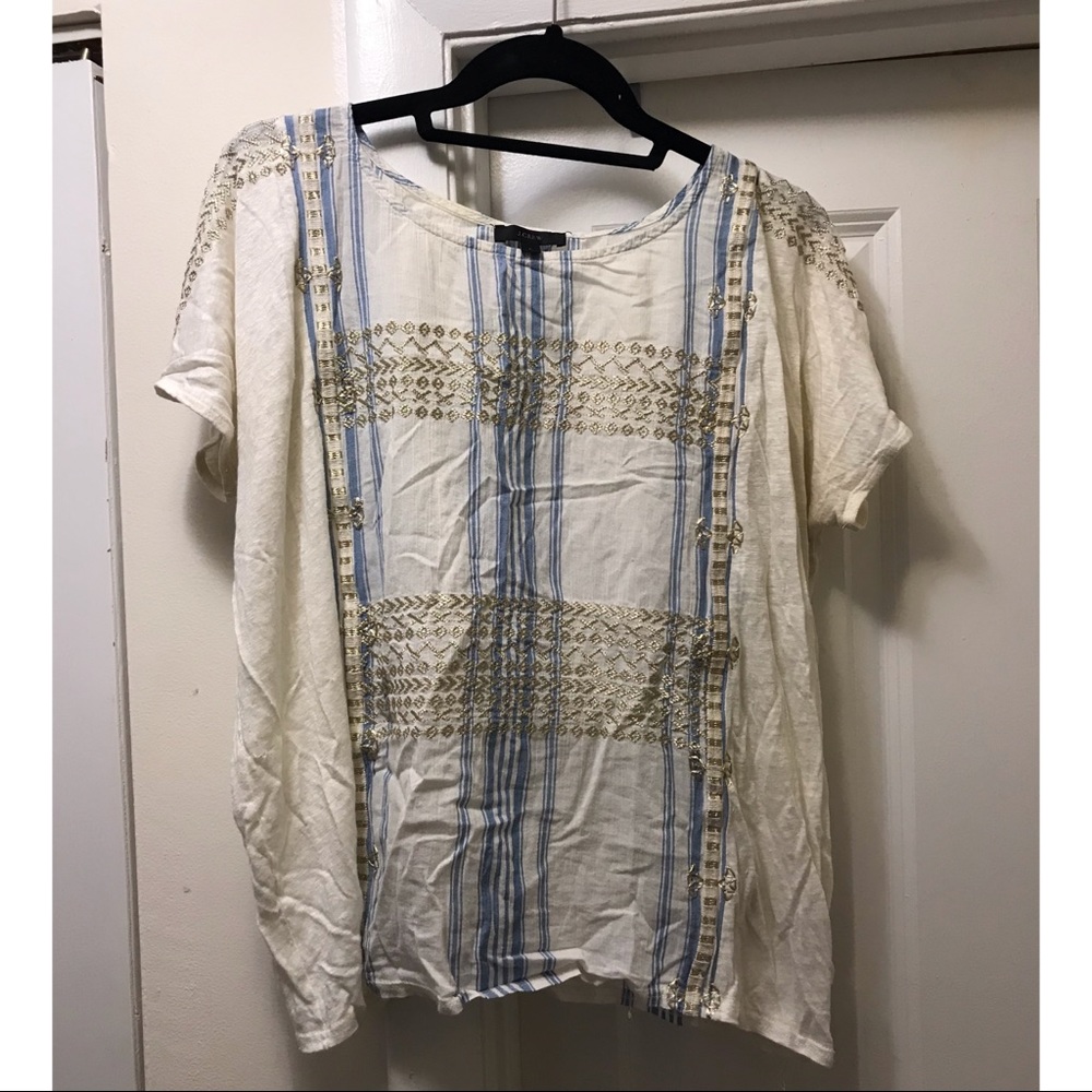 JCrew linen/cotton embroidered airy shirt